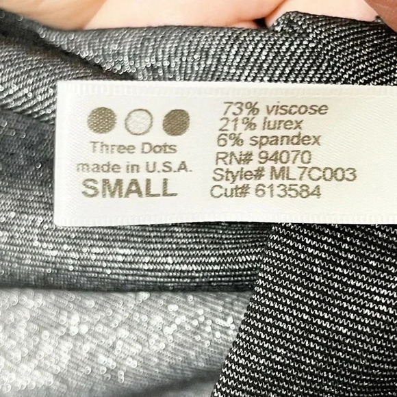 Three Dots shawl collar metallic gray silver open cardigan size small - Picture 5 of 7